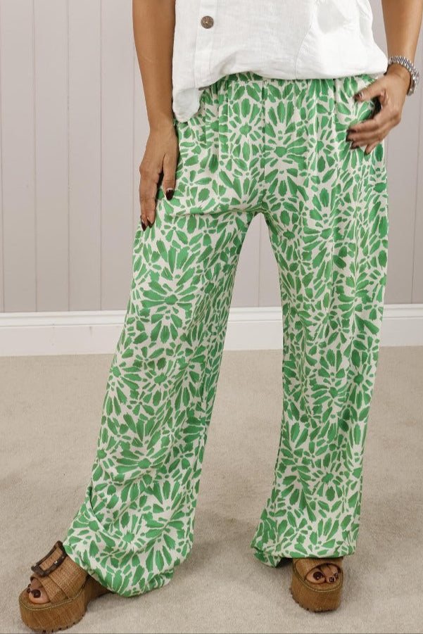 Fifi Floral Burst Trousers Green