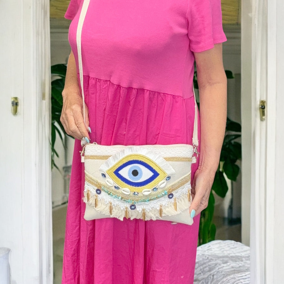 Elkie Evil Eye Clutch bag Navy