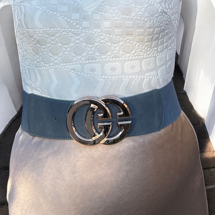Monogram G Belt Air force Blue/Gold