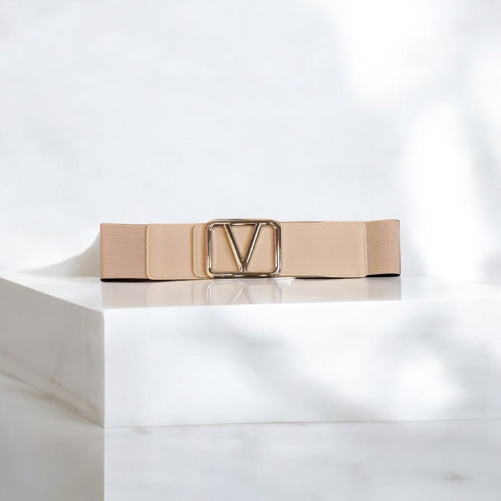Galentino Stretch Belt Beige/Silver