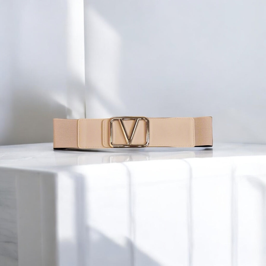 Galentino Stretch Belt Beige/Silver