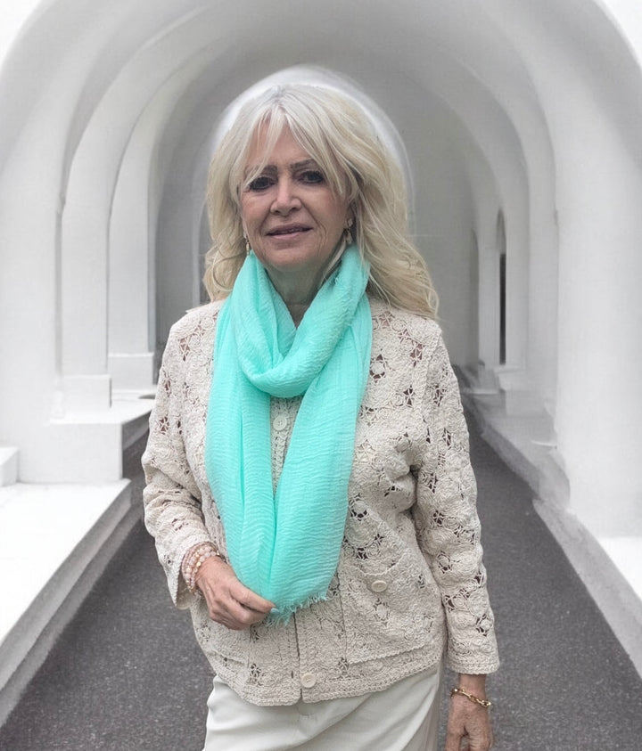 Crinkle Plain Scarf Aqua