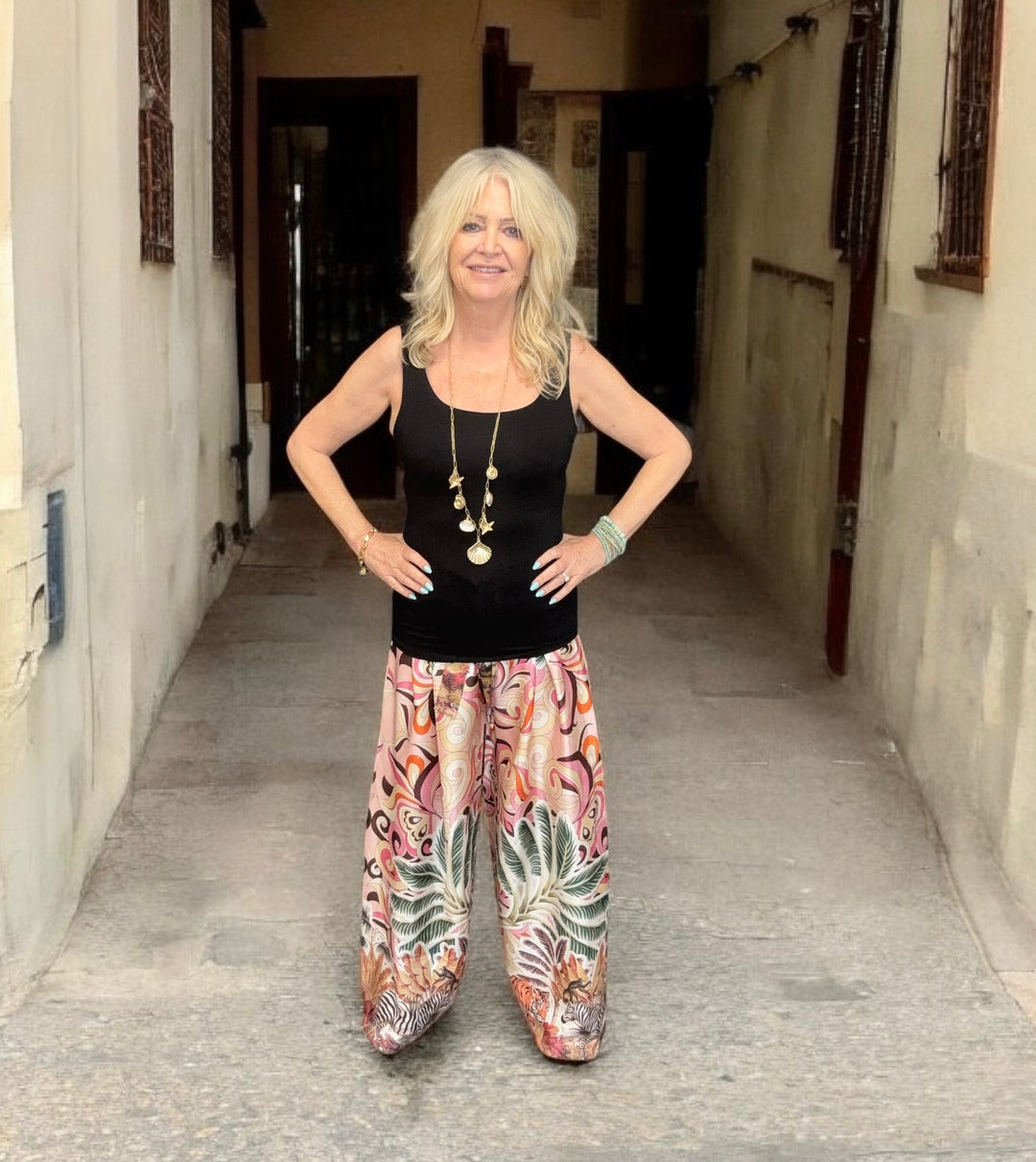 Tropical Tie Trousers Pink