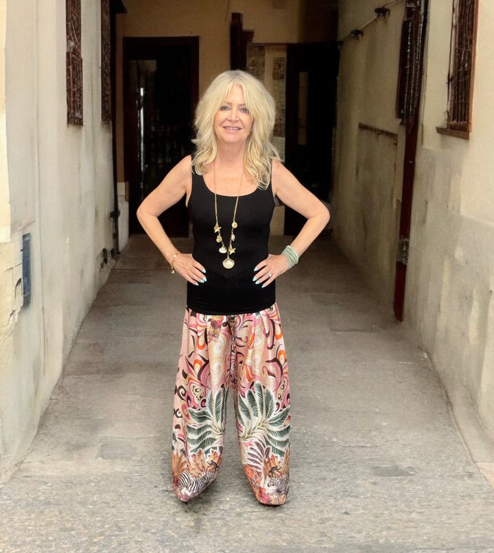 Tropical Tie Trousers Pink