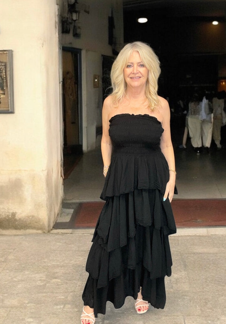 Rosita Ruffle Maxi Dress Black
