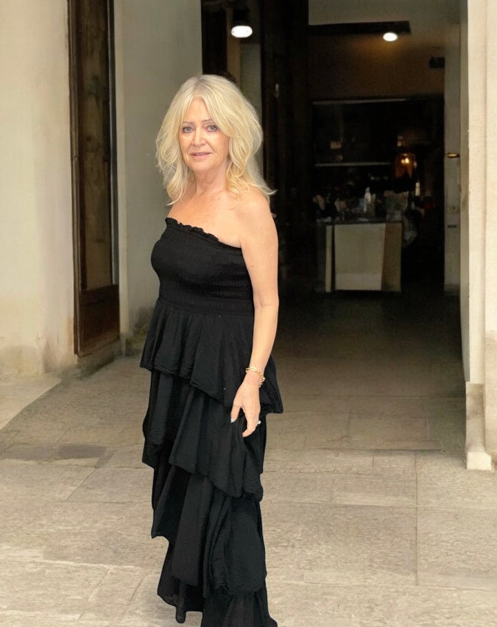 Rosita Ruffle Maxi Dress Black