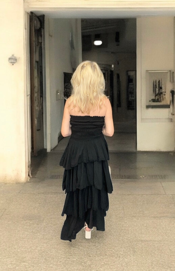 Rosita Ruffle Maxi Dress Black