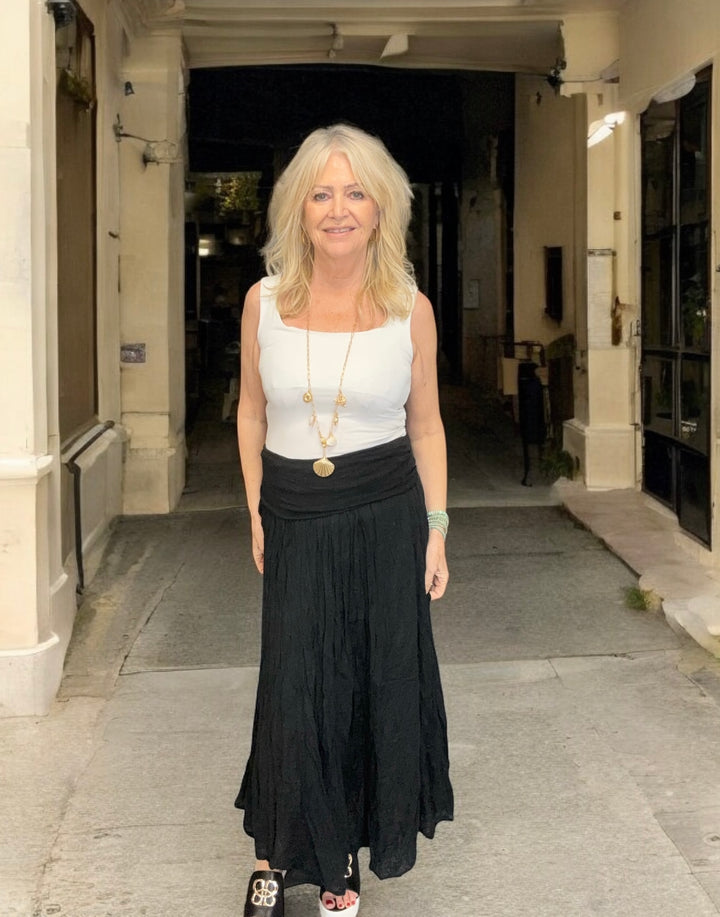 Crinkle Skirt Black