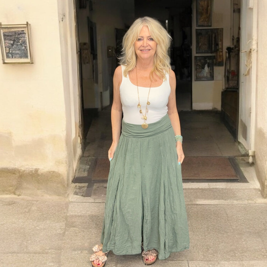Crinkle Skirt Khaki