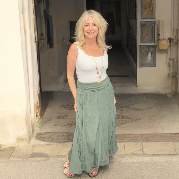 Crinkle Skirt Khaki