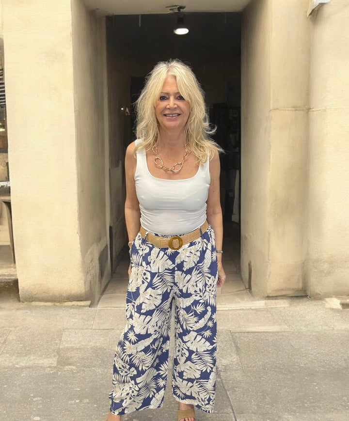 Print Palazzo Trousers Blue