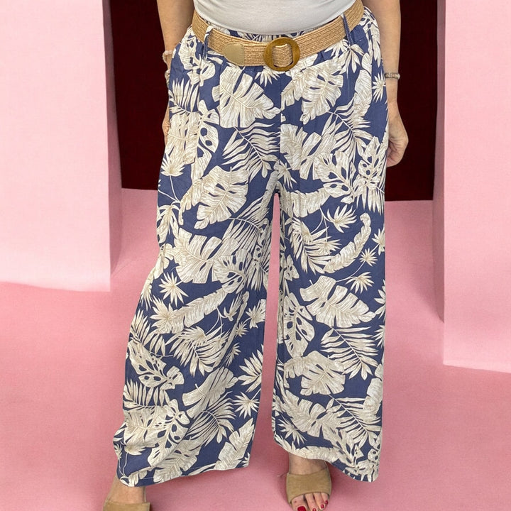 Print Palazzo Trousers Blue