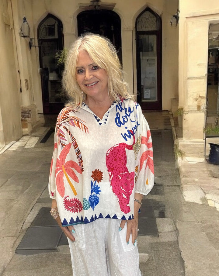 Panther Print Blouse