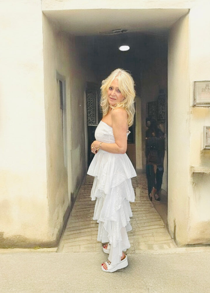 Rosita Ruffle Maxi Dress White