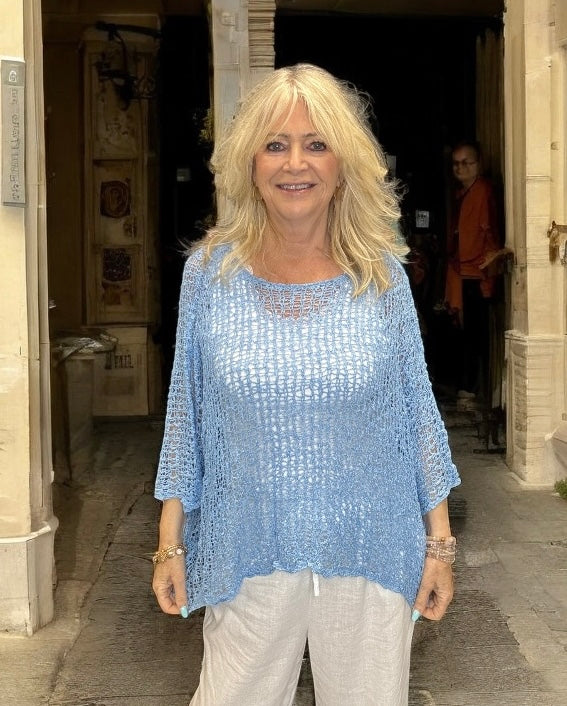Paloma Popcorn Top Sky Blue