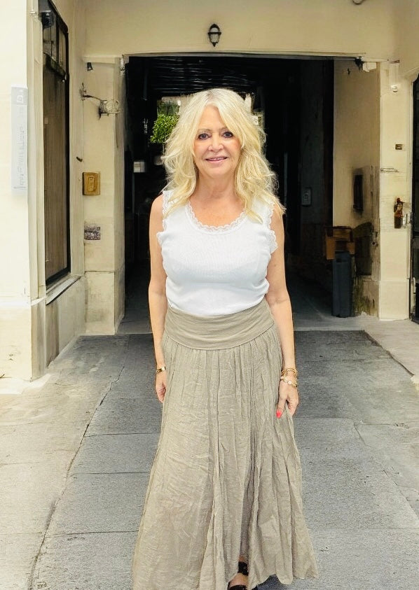 Crinkle Skirt Taupe