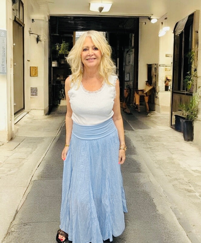 Crinkle Skirt Light Blue