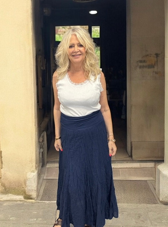 Crinkle Skirt Navy