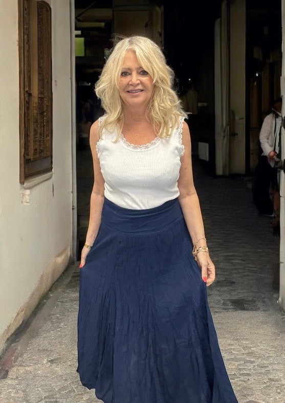 Crinkle Skirt Navy