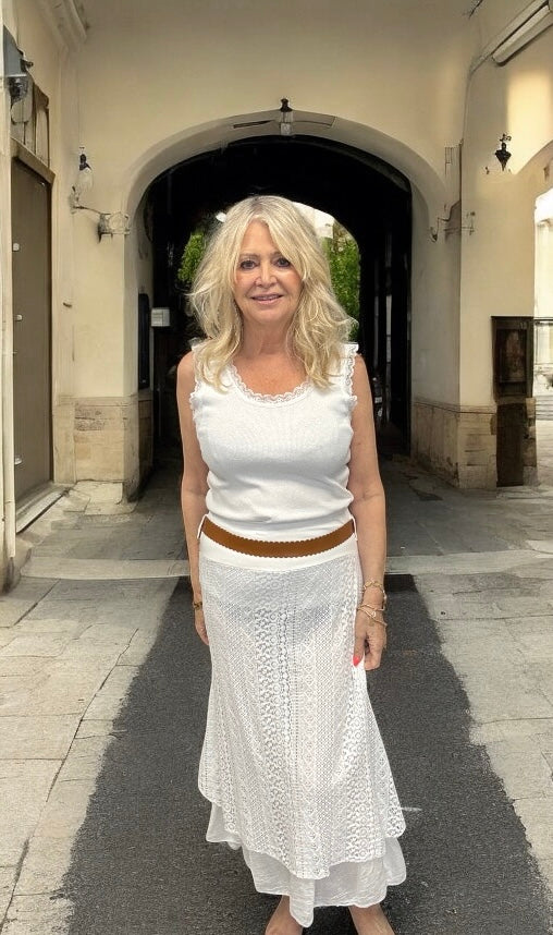 Estelle Lace Skirt White