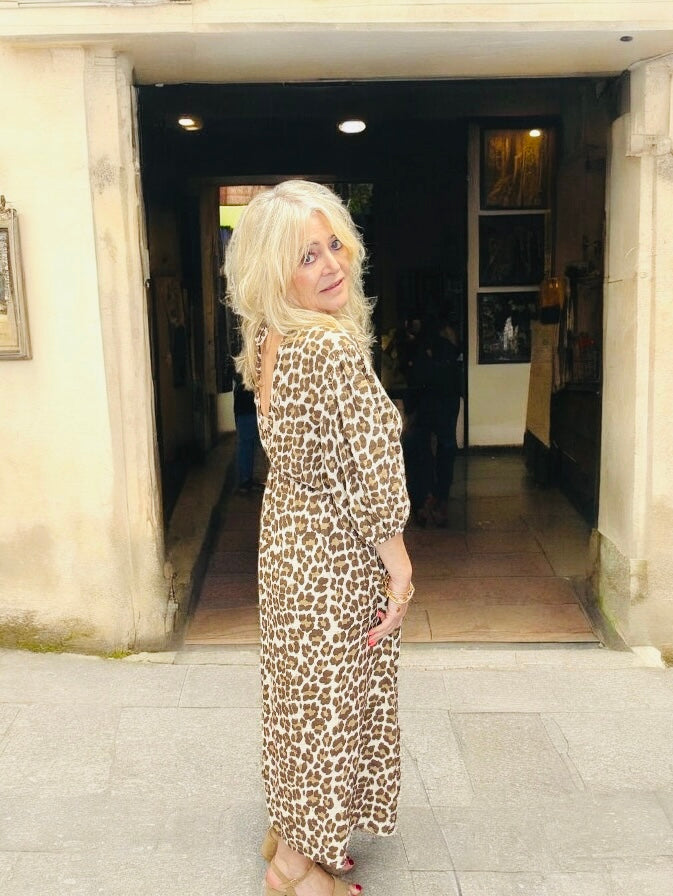 Muse Leopard Print Dress Chocolate