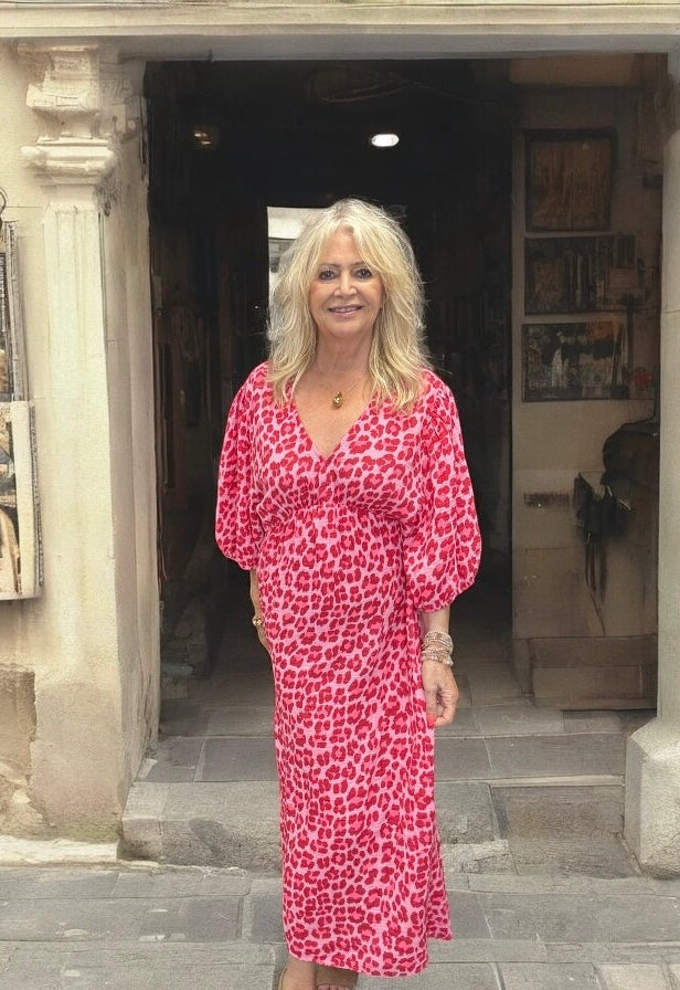 Muse Leopard Print Dress Fuchsia