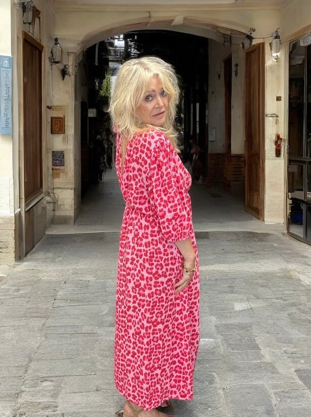 Muse Leopard Print Dress Fuchsia