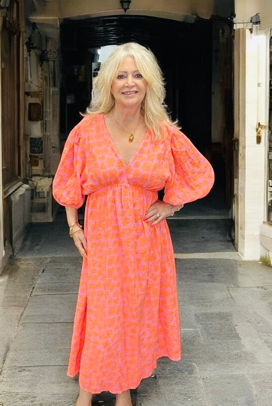 Muse Leopard Print Dress Orange
