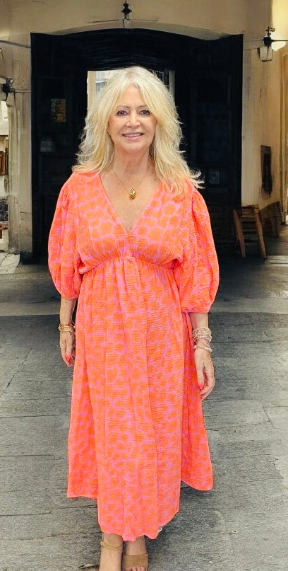 Muse Leopard Print Dress Orange