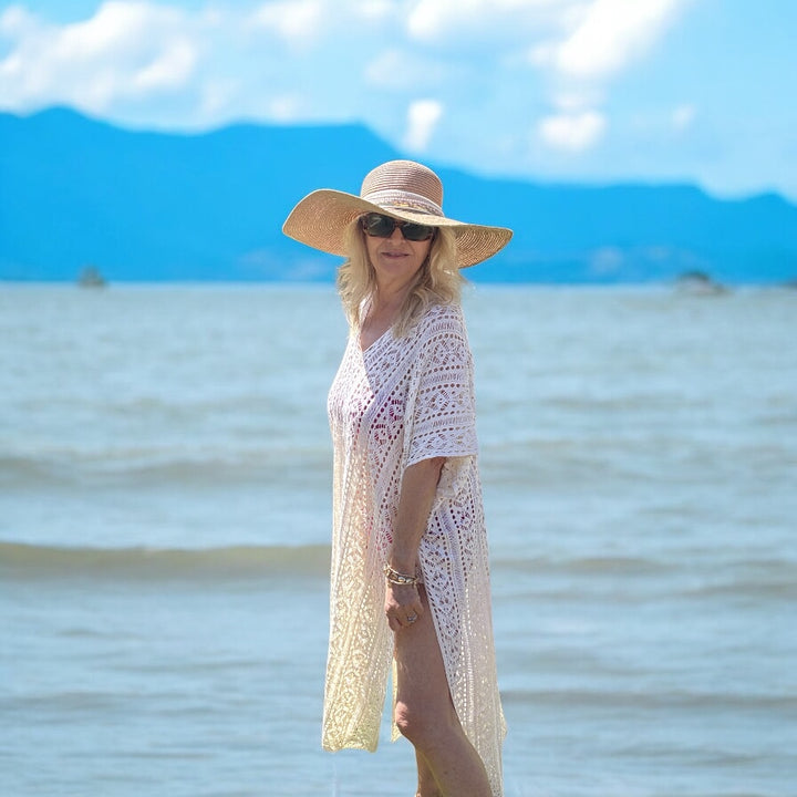 Clara Crochet Kaftan Cream