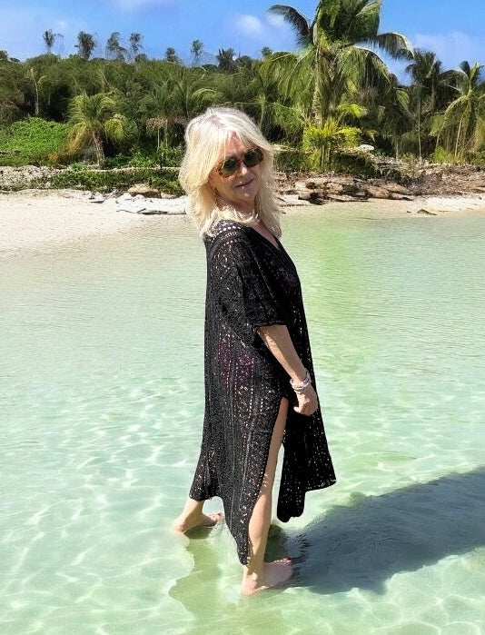 Clara Crochet Kaftan Black