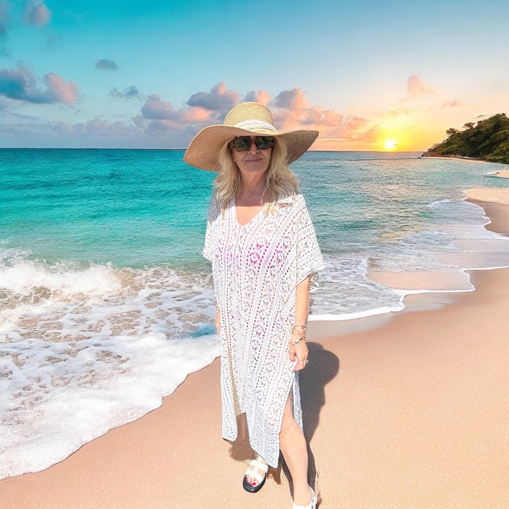 Clara Crochet Kaftan Cream