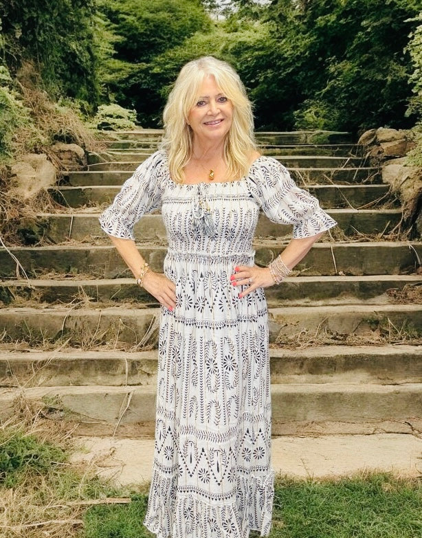 Sheena Shirred Maxi Dress White