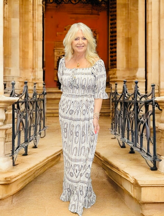 Sheena Shirred Maxi Dress White