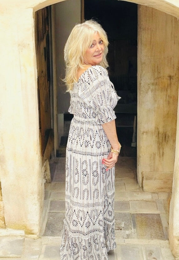 Sheena Shirred Maxi Dress White