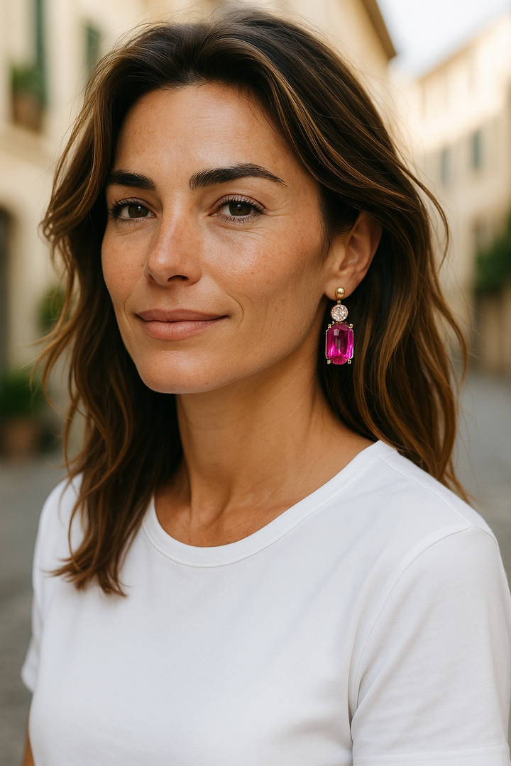 Twin Gem Earrings Pink
