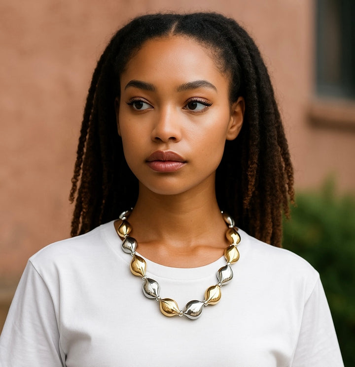 Tara Teardrop Necklace Two Tone