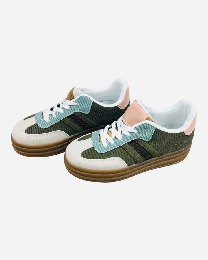 Khaki Corduroy Trainers