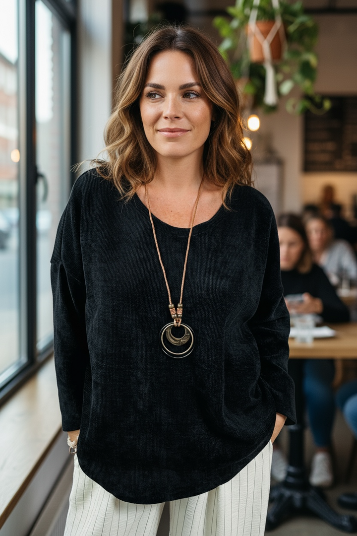 Camila Chenille Top Black