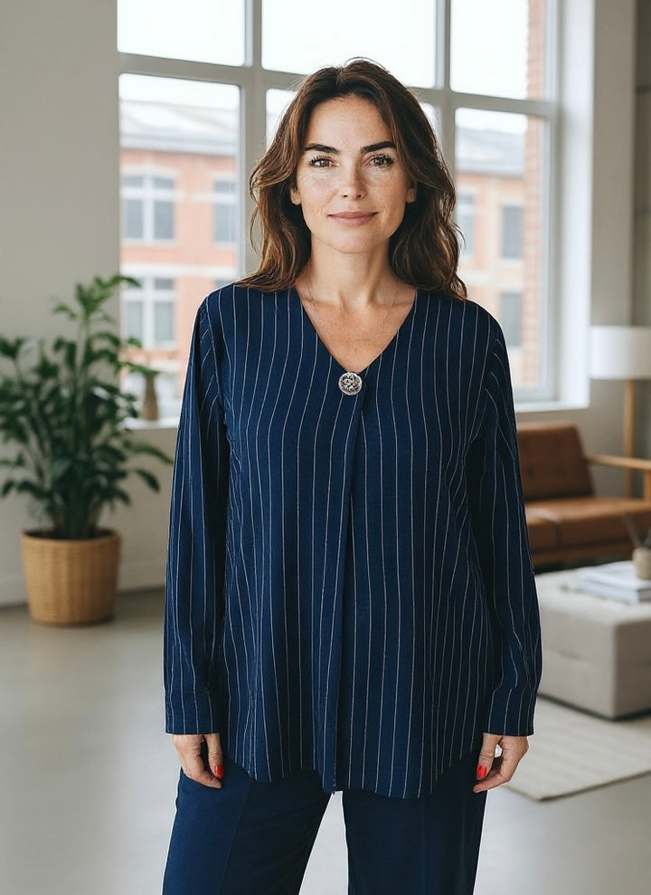 Avery Button Top Navy