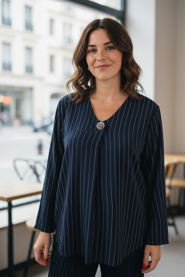 Avery Button Top Navy