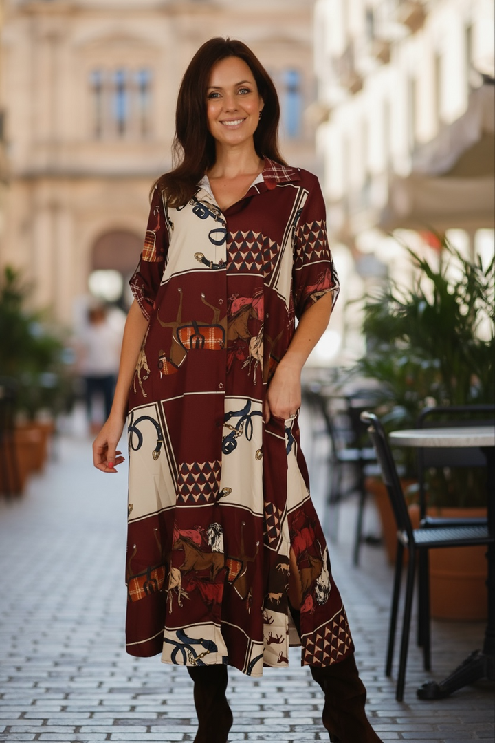 Astoria Print Shirt Dress Plum