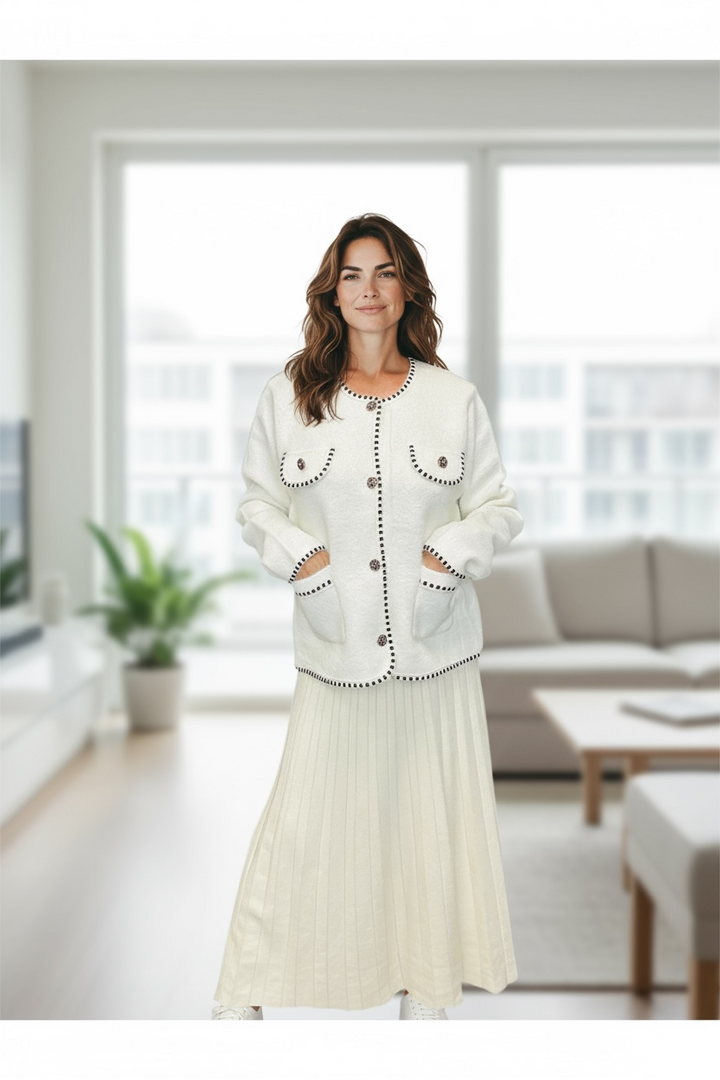 Odette Contrast Trim Jacket Cream