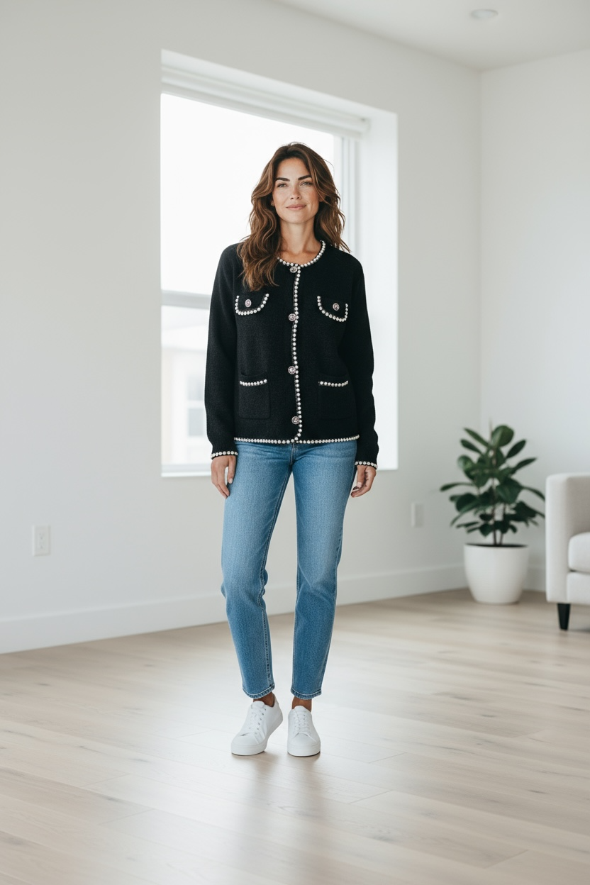 Odette Contrast Trim Jacket Black