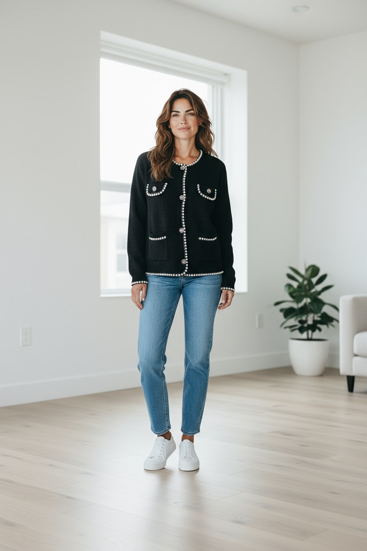 Odette Contrast Trim Jacket Black