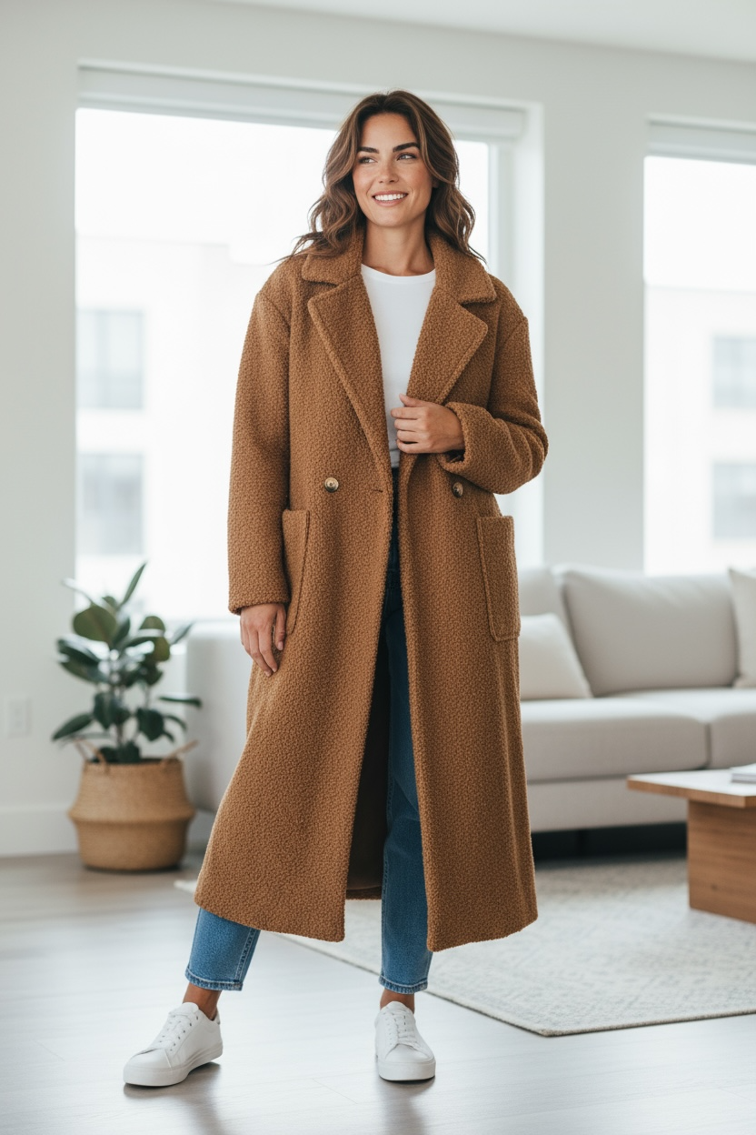 Briana Boucle Coat Chocolate