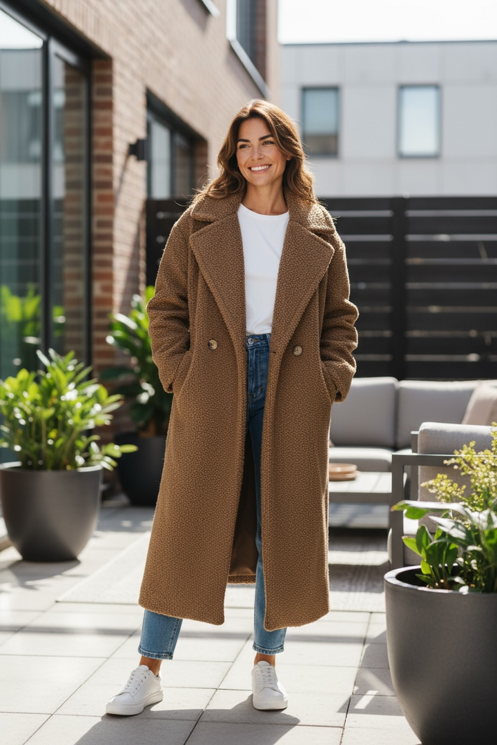 Briana Boucle Coat Chocolate