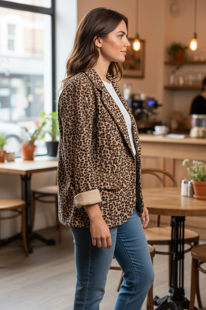 Leesha Leopard Blazer Mocha