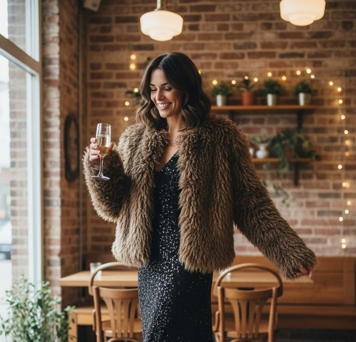 Gisele Shaggy Jacket Mocha