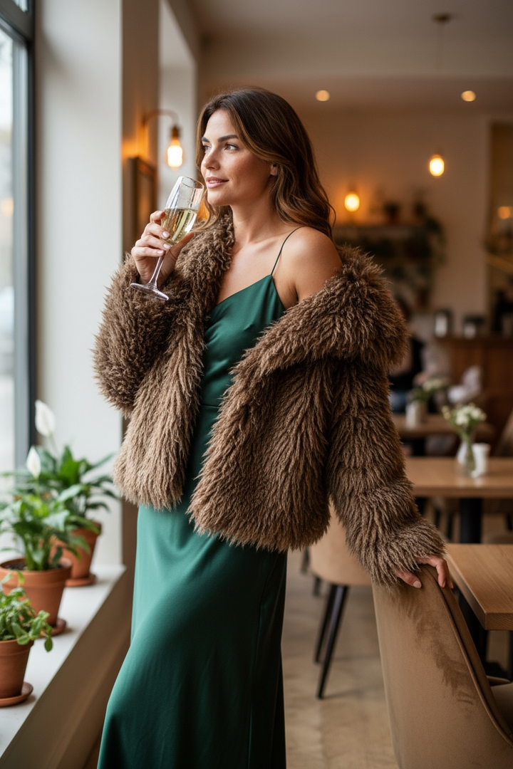 Gisele Shaggy Jacket Mocha